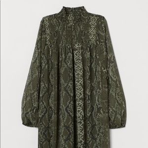 Dark green snake skin mock neck dress